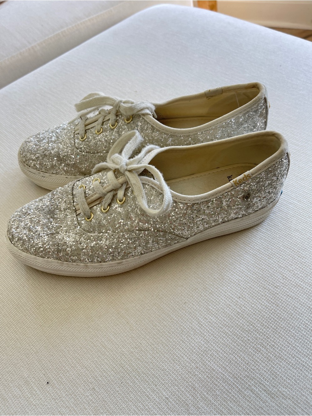 Keds X Kate Spade Silver Glitter Sneakers Size 7
